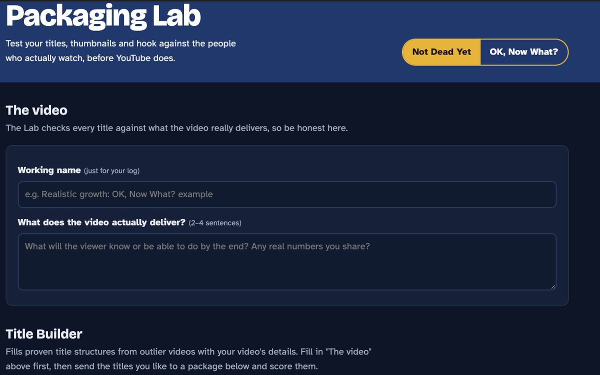Screenshot of the Packaging Lab title builder