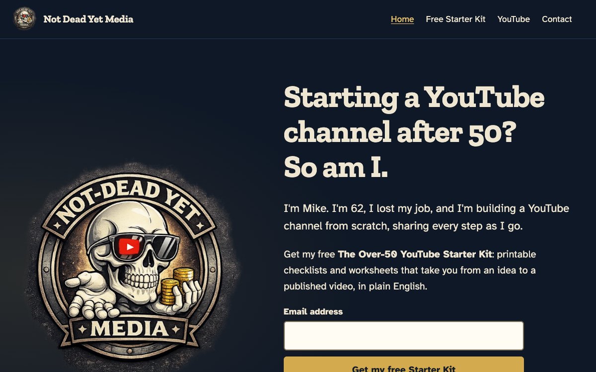 Screenshot of the Not Dead Yet Media website homepage